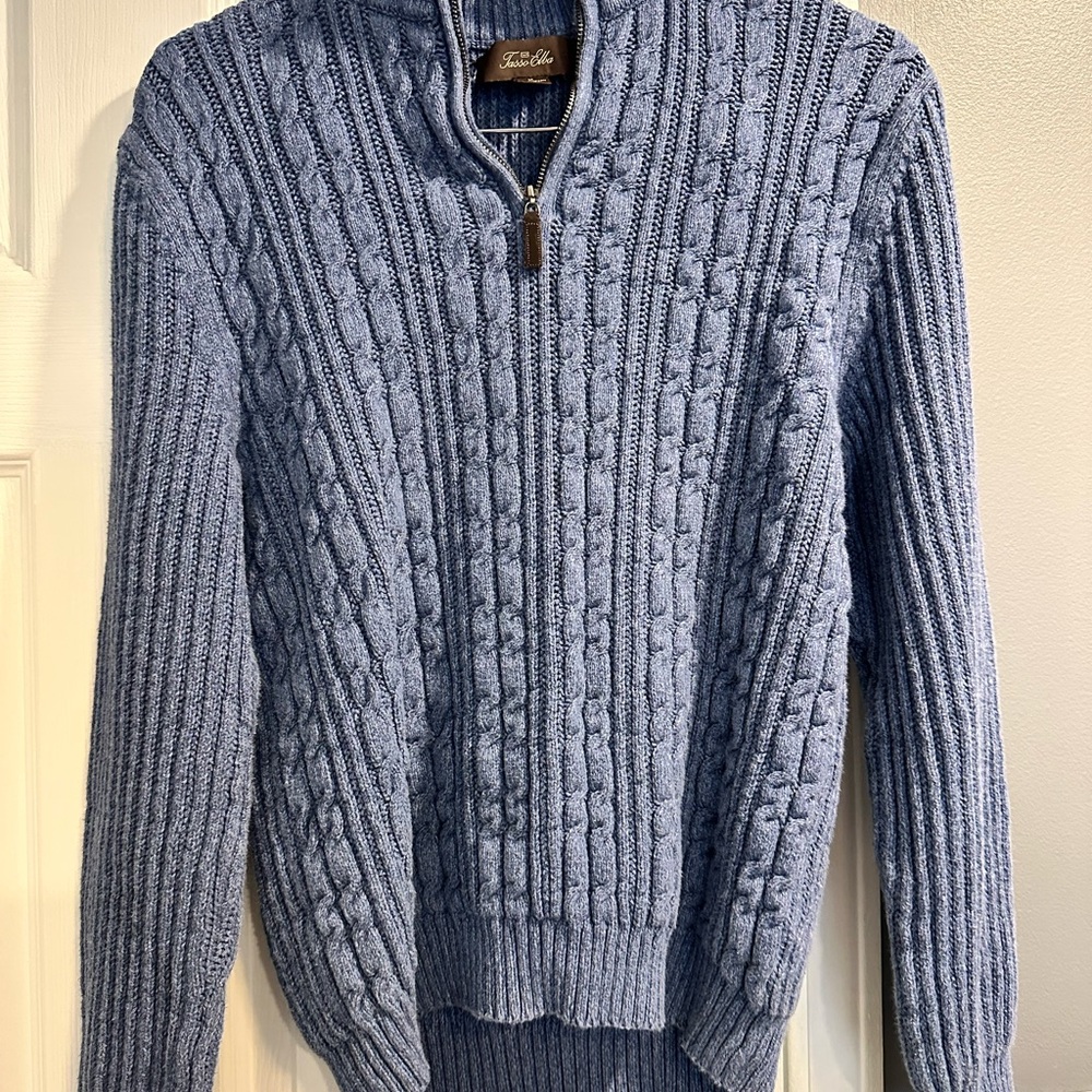 Blue Cable Knit Sweater TOSSA ELLA